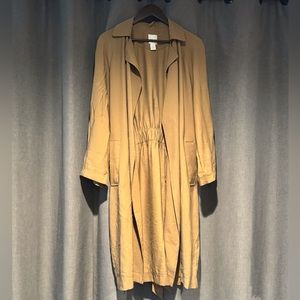DRAPED CAMEL TRENCH COAT